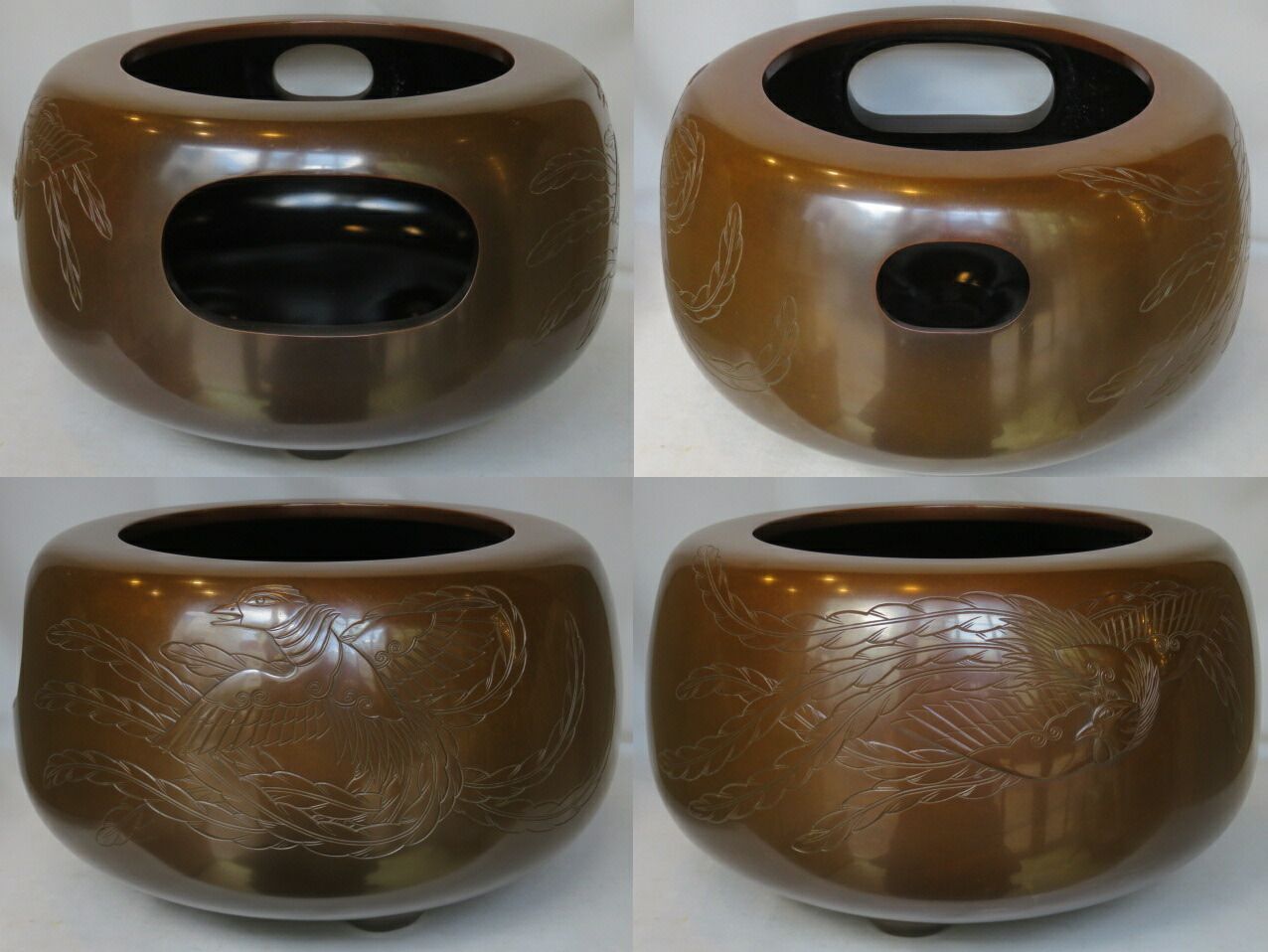 四月◇特売品）紫金堂十二代 加藤忠三郎作 鳳凰風炉 如心斎好写
