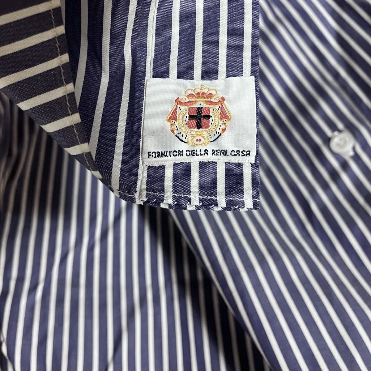 ルイジボレッリLUIGI BORRELLI / コットン100%ストライプシャツ LUIGI BORRELLI ルイジボレッリ Super Sakellaridis コットン ブルー