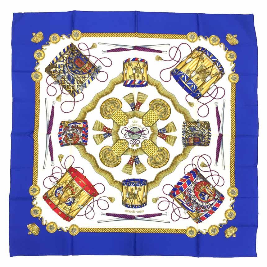 HERMES エルメス スカーフ カレ90 LES TAMBOURS タンブールの太鼓