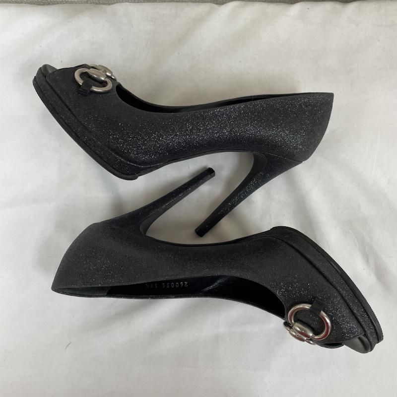 GUCCI  グッチ　パンプス　37 1/2 GUCCI グッチ パンプス レディース37 約24cm ブラック レザー