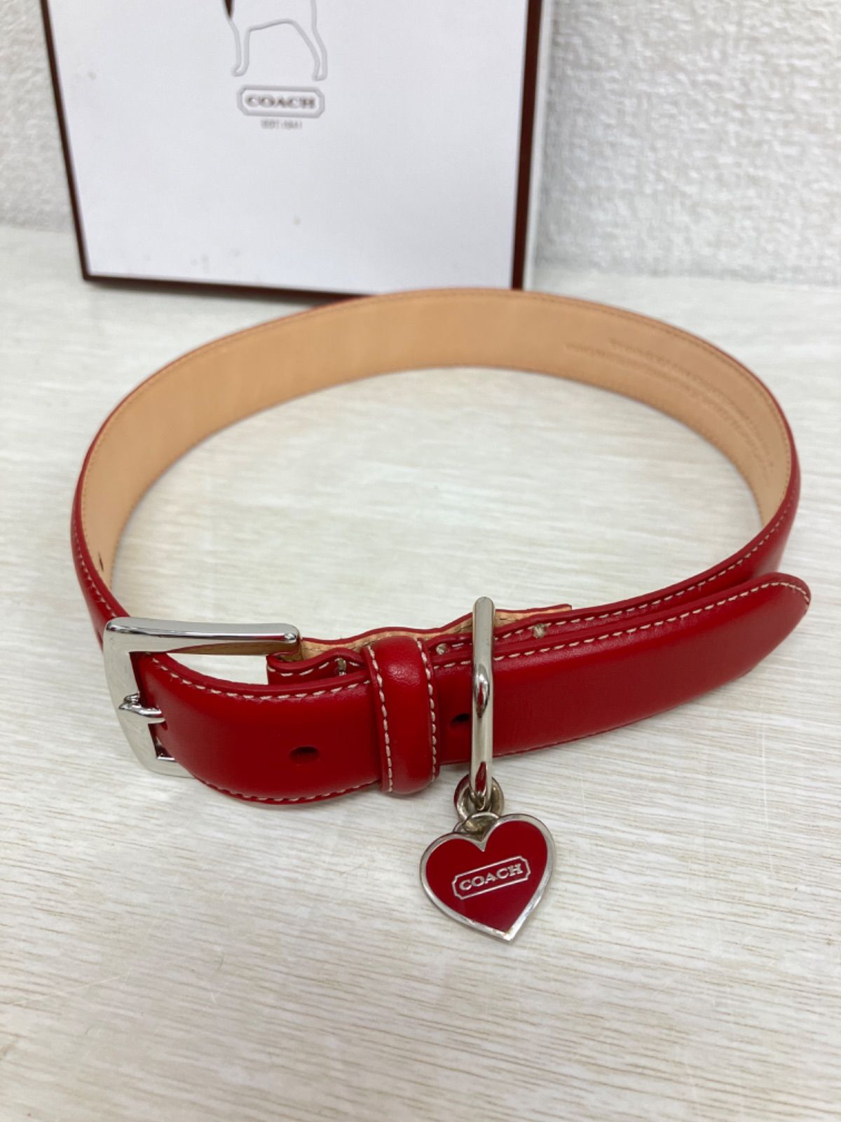 COACH コーチ 犬用首輪＆リード レッド 赤 Lサイズ - メルカリ