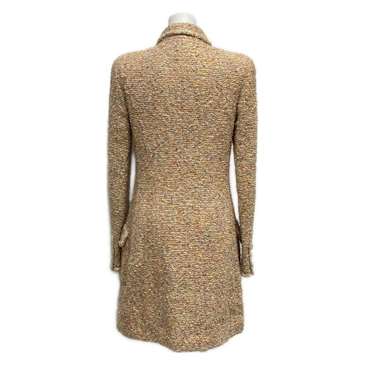 CHANEL シャネル コート サイズ38 M レディース - P07981 ライトピンク×オレンジ×マルチ 長袖 ツイード 秋 冬 コットン ウール