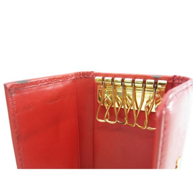 PRADA キーケースレッド　赤6連金ロゴ SALE！】PRADA プラダ 6連キーケース レッド 赤 レザー