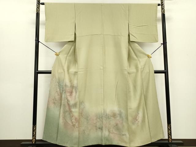 平和屋着物●中国三大刺繍　スワトウ刺繍　汕頭刺繍　総刺繍　色留袖　扇面花文　濃青碧色　正絹　逸品　DABA1008ps 平和屋着物▽中国三大刺繍 スワトウ刺繍 汕頭刺繍 総刺繍 色留袖 冊子