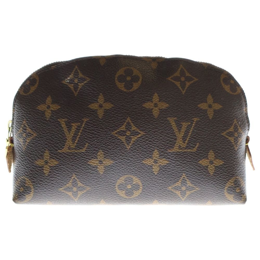 LOUIS VUITTON ルイヴィトン モノグラム ポシェットコスメティック メイクポーチ ケース 収納 ブラウン ゴールド金具 レザー×PVC M47515