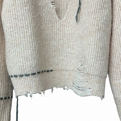 メゾンスペシャル MAISON SPECIAL ハンドステッチ Vネック ニット セーター ピンク Free 21242365210 ■GY41 レディース メゾンスペシャル MAISON SPECIAL ハンドステッチ Vネック