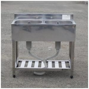 アズマ 業務用 ステンレス 2槽 シンク W900 D450 H800 90 mm 厨房 KP2-900 W90cm