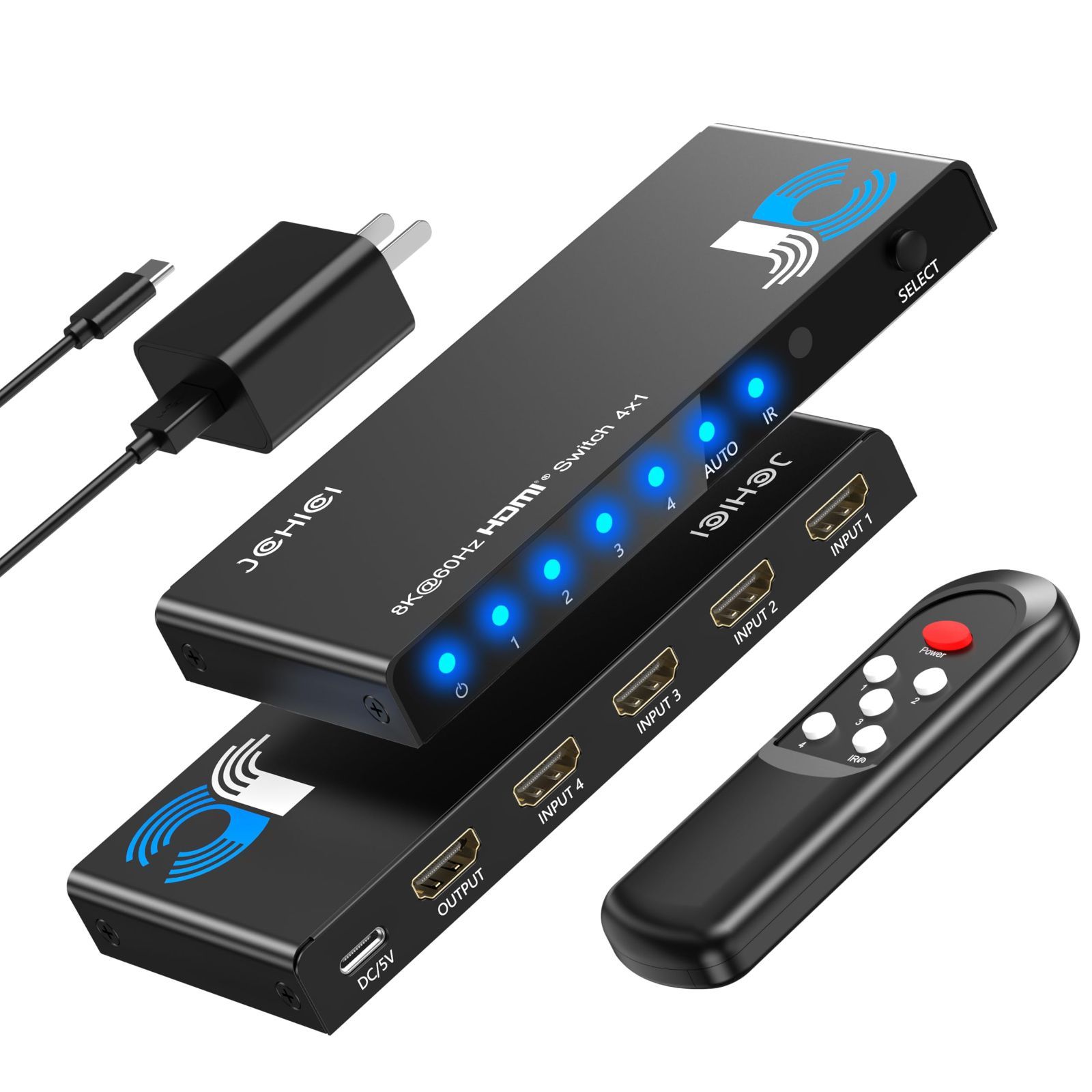在庫 2.3|HDMI HDCP 2.1 リモコン付き HDR HDMI切替器HDMIセレクター 3D対応 8K 60Hz|4K 120Hz|1080P 240Hz 4入力1出力 選べる自動 手動切替機能 切り替え器 PS3|PS4|PS5|Swit
