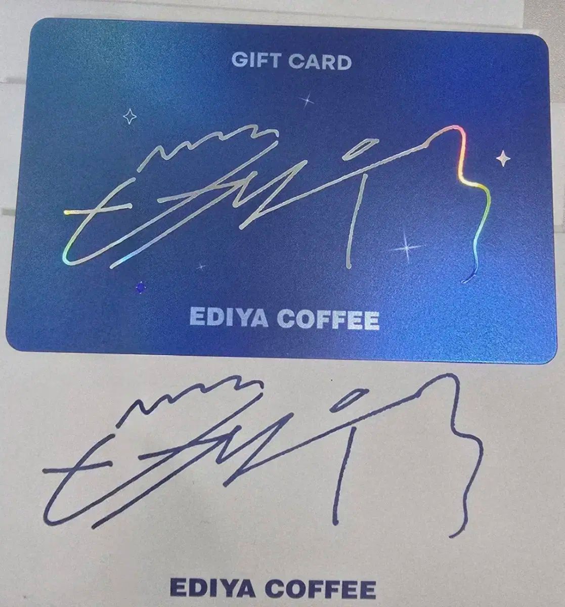 韓国　EDIYA　ミッション　限定　ビョンウソク　サイン入りグラス 韓国限定・非売品レア】EDIYAコーヒー ピョンウソクサイン入り