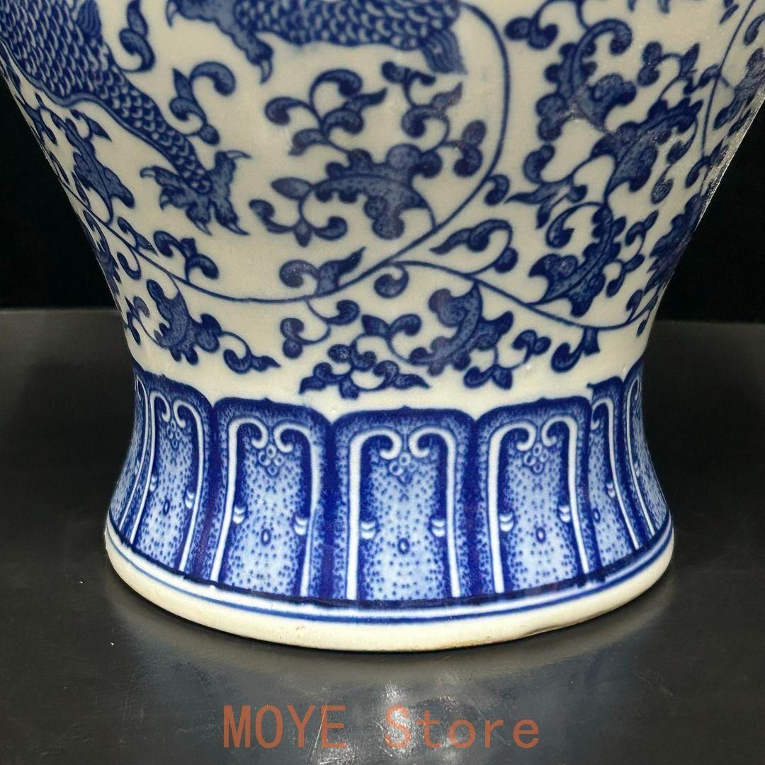 清乾隆青花磁器龍紋将軍缶 景徳鎮 陶磁器 装飾品 現代工芸品