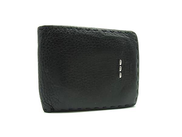Fendi ブラックレザー 二つ折り財布 FENDI フェンディ 二つ折り財布 財布 メンズ FFモノグラム