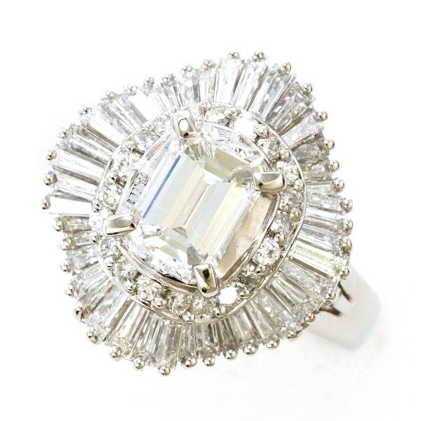 PT900 リング ring 指輪 14号 ダイヤ 1.058 VVS2 1.22 鑑定書 総重量約