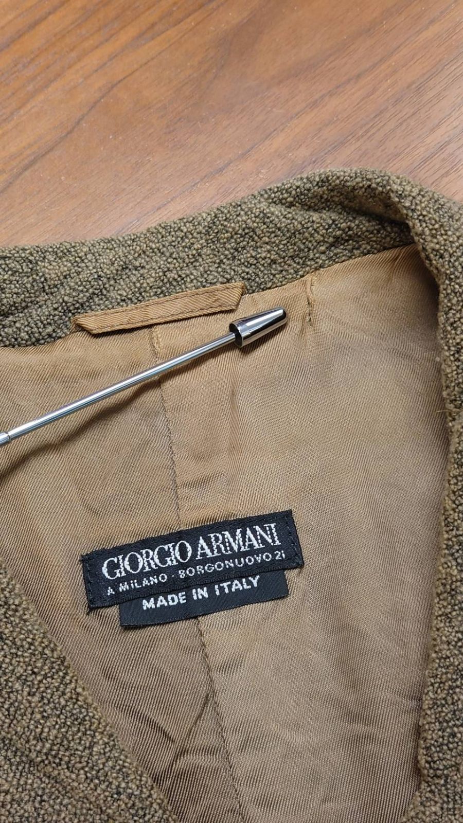 80's Giorgio Armani 黒タグ イタリア製 パイル ノーカラー 80's Giorgio Armani 黒タグ イタリア製 パイル ノーカラー
