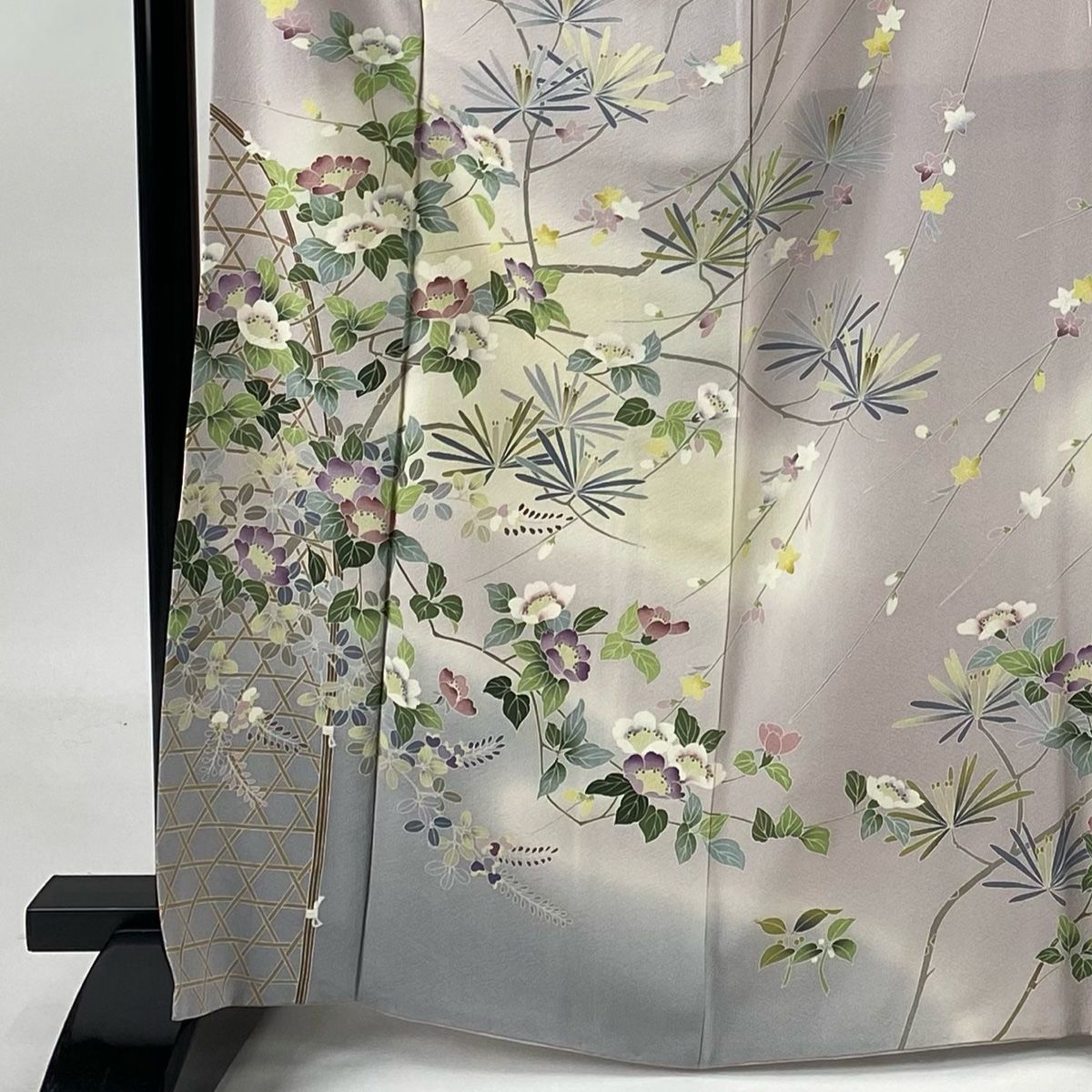 訪問着 身丈164.5cm 裄丈68.5cm L 袷 松本健一 落款 枝花 曲垣 ぼかし  