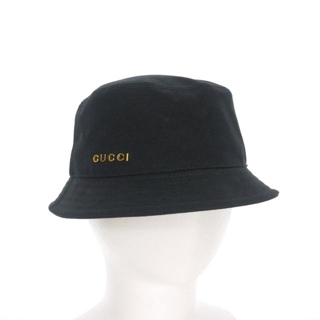 グッチ GUCCI キャンバス バケットハット 帽子 L 58cm ブラック グッチ GUCCI キャンバス バケットハット 帽子 L 58cm ブラック