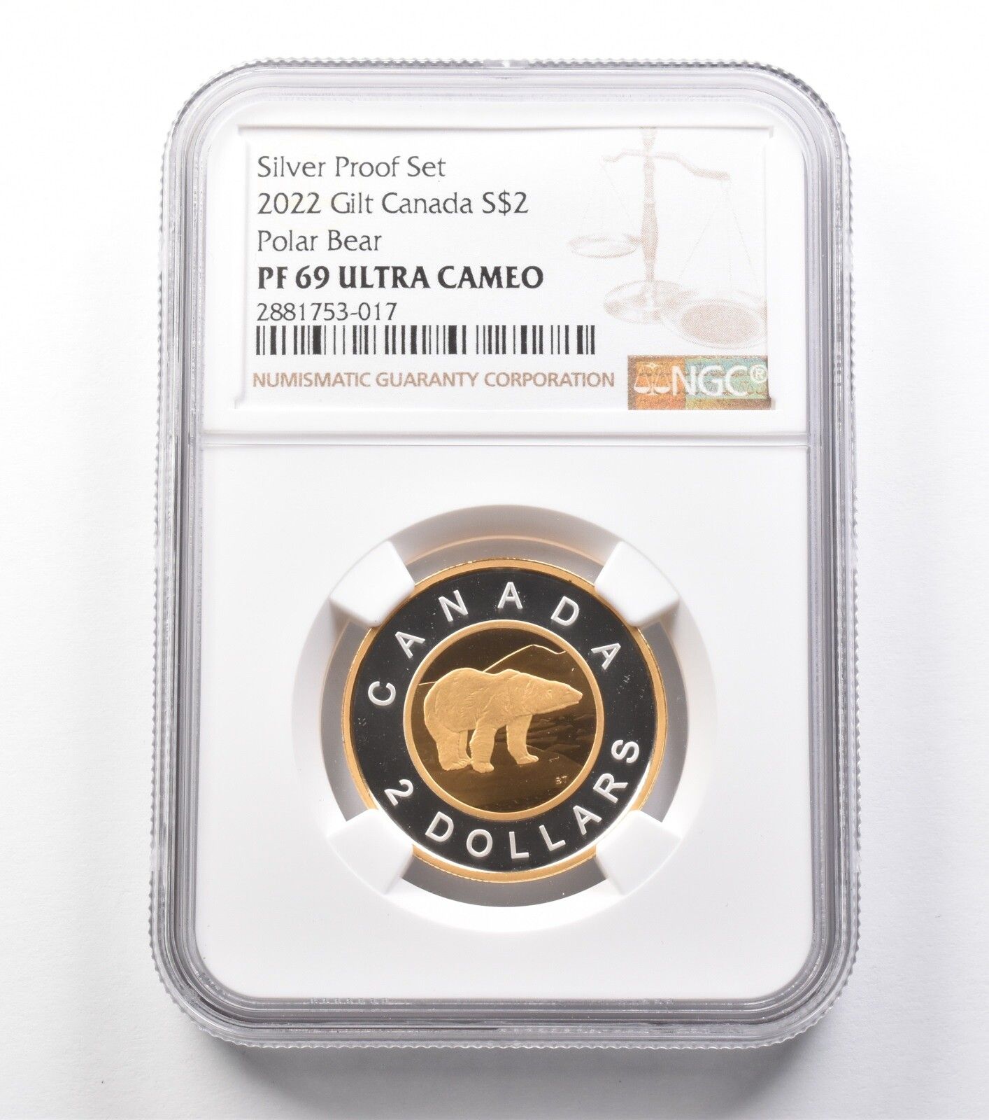 2025年 カナダ 2ドル金箔銀貨 プルーフセット シロクマ PF69 UCAM NGC