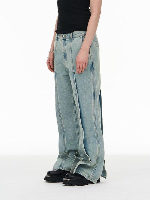 MODITEC|M water washing micro jeans MODITEC ジップフレアデニム