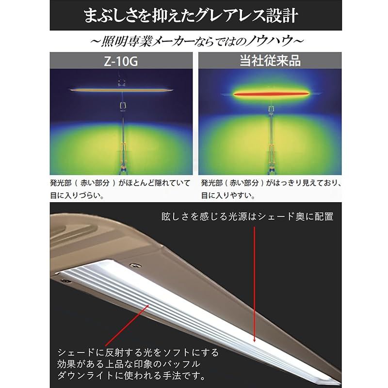 山田照明 Zライト LEDデスクライト 高演色Ra94 肌色きれい 明るさ2210Lx JIS-AA相当ブラック クランプ Z-10GB