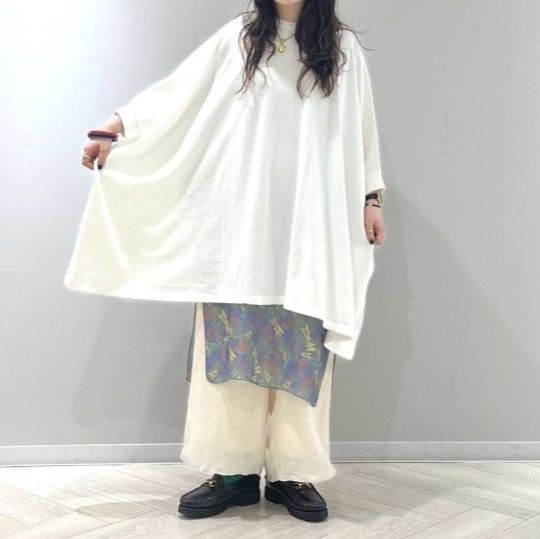 maturely マチュアリー 22SS 日本製 Poncho Jersey ポンチョジャージー 13-04-1008-823 ONE SIZE ホワイト BEAMS オーバーサイズ ドレープ Tシャツ トップス g13532