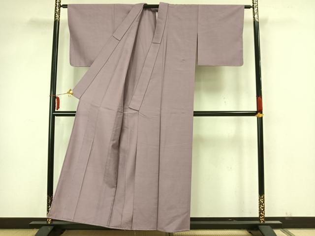 平和屋着物▽上質な紬 単衣 色無地 紅藤色 正絹 逸品