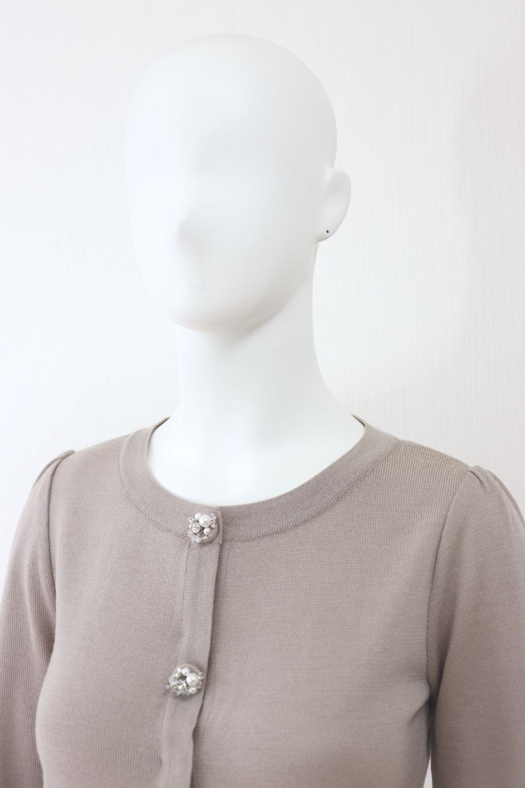 Rene ビジューボタンウールニットカーディガン 6942720 グレージュ ルネ NICORILABO_COM