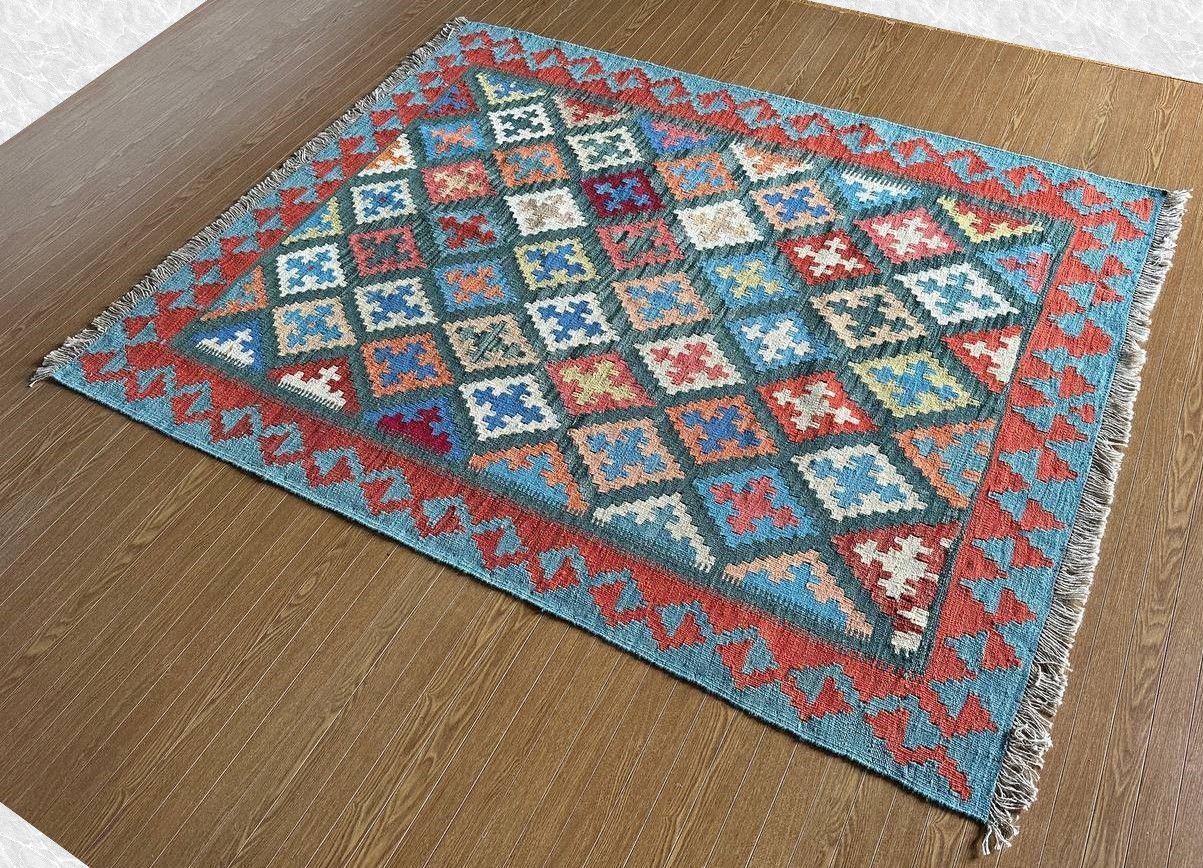 191×150】イラン直輸入☆シーラーズ産キリム・KILIM□3049-50-H
