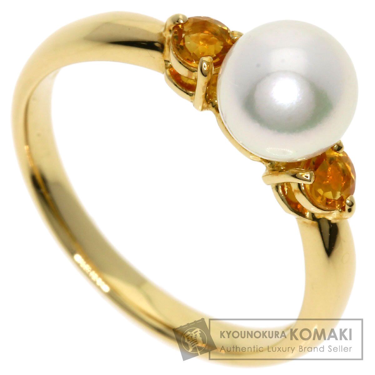 TASAKI タサキ アコヤパール 真珠 シトリン リング 指輪 K18YG レディース