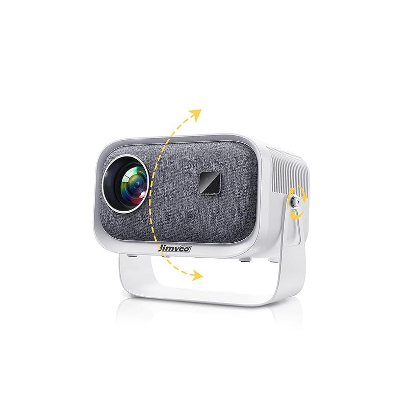 360°回転 Jimveo プロジェクター 天井投影 家庭用 25000lm 1080P WIFI6 400ANSI 電動フォーカス 自動台形補正 双方向Bluetooth5.3 天井吊り可 小型 4K対応 ホームプロジェクター 300 大 1