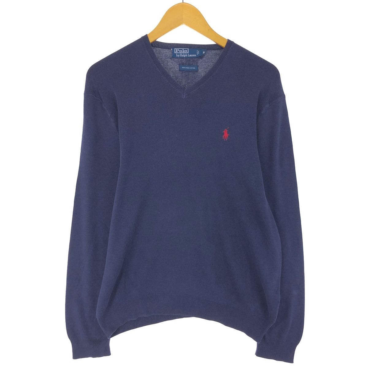 古着 ラルフローレン Ralph Lauren POLO by Ralph Lauren Vネック ピマコットンニットセーター メンズM相当/eaa490404