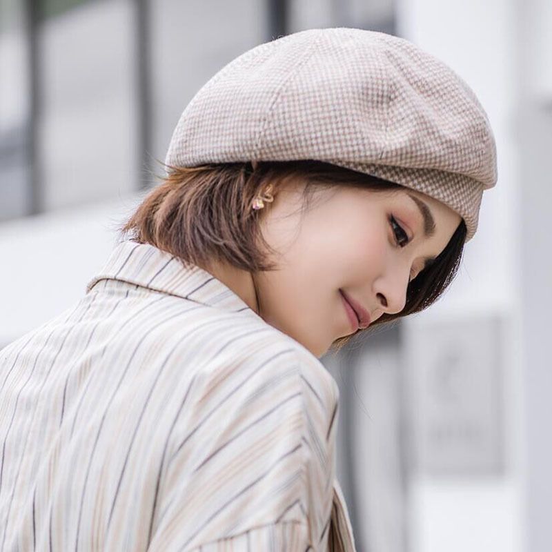 新品　かわいい　小顔　ベレー帽　ハンチング　wool mix ピンク　春秋冬 - 3