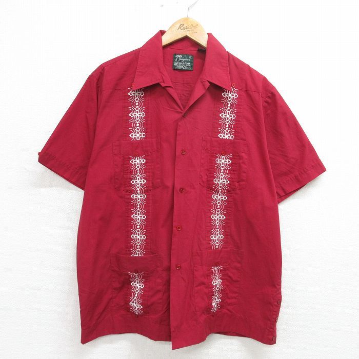 XL/古着 HABAND 半袖 キューバ シャツ メンズ 90s 刺繍 開襟