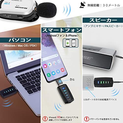 Android&iPhoneアダプター付属 ワイヤレスマイク USB Alvoxcon 無線マイク PCマイク Androidフォン iPhone  ピンマイク イヤホン端子付き UHF 録音録画 拡声 モニタリング 軽量 日本語説明書  二人用UM320Pro|mercariメルカリ官方指定廠商|Bibian比比昂代買代購