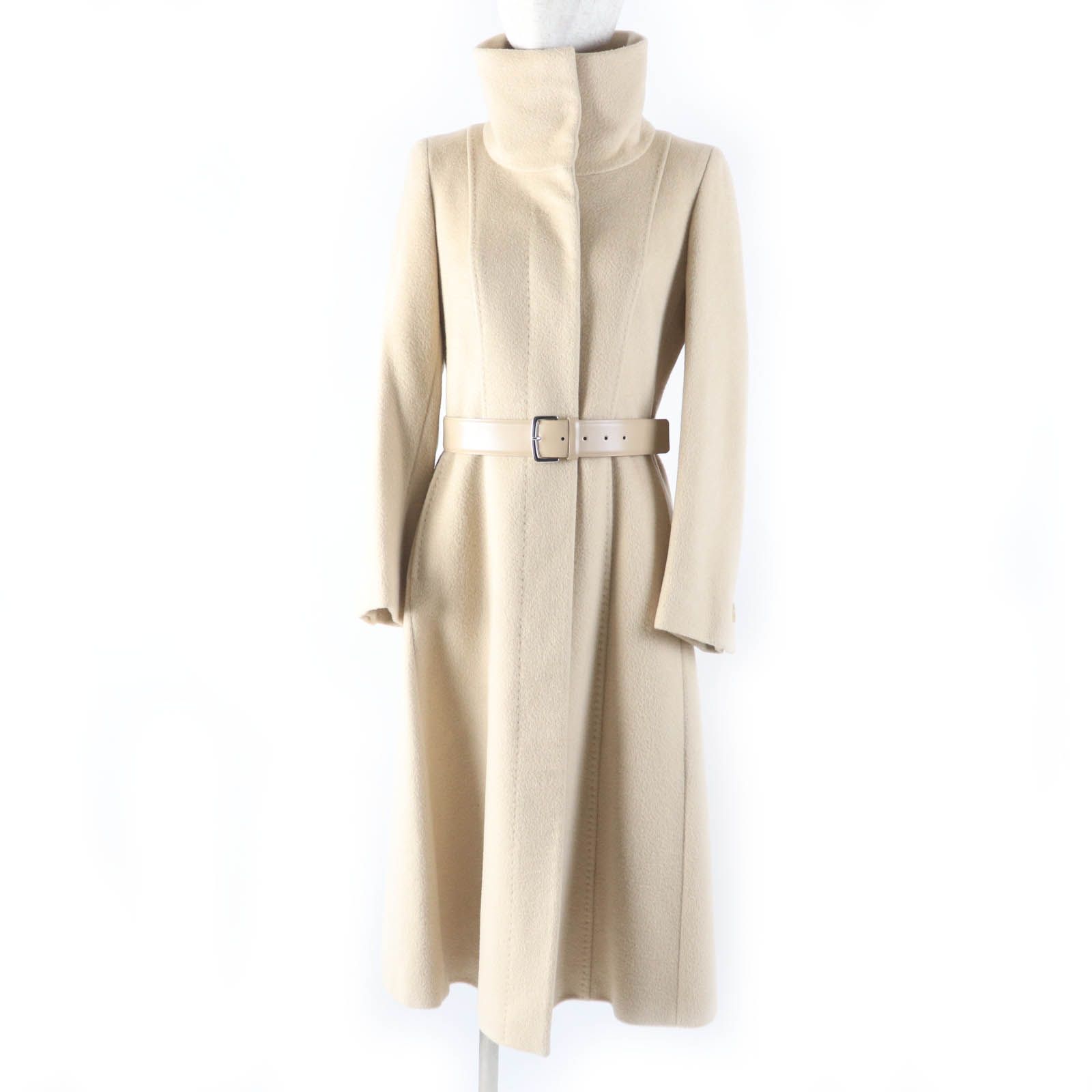 極美品・キャメル100%】マックスマーラ 白タグ ロングコート ベルト 紺 L