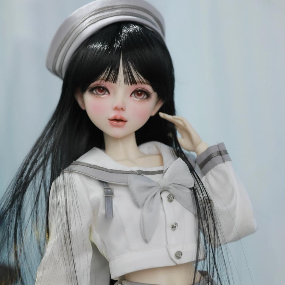 BJD 1|3ドール フルセット 本体 56cm 球体関節人形 眼球 洋服 メイク済 ウィッグ コーデ 黒髪 アイドル 制服 ドール お人形 韓国コーデ 手書き JK 女子高生 着せ替え 60cm 3分