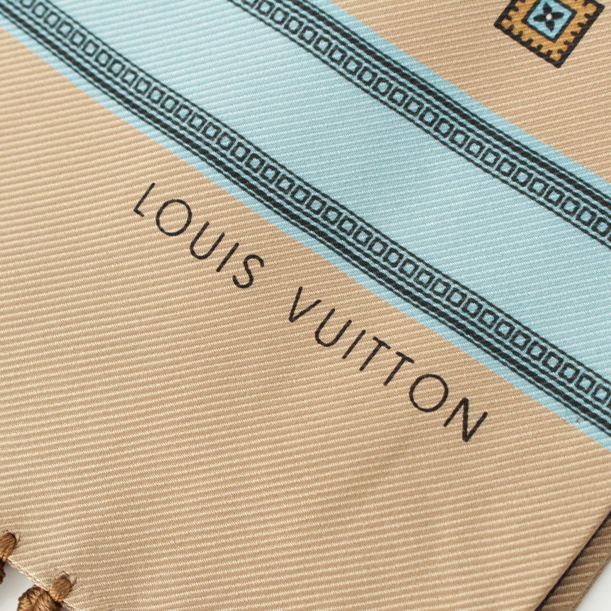 ルイヴィトン シルク フリンジ ロゴ ストール ブラウン【中古