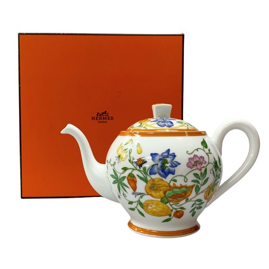 エルメス シエスタ ポット 花柄 ホワイト HERMES AFI28
