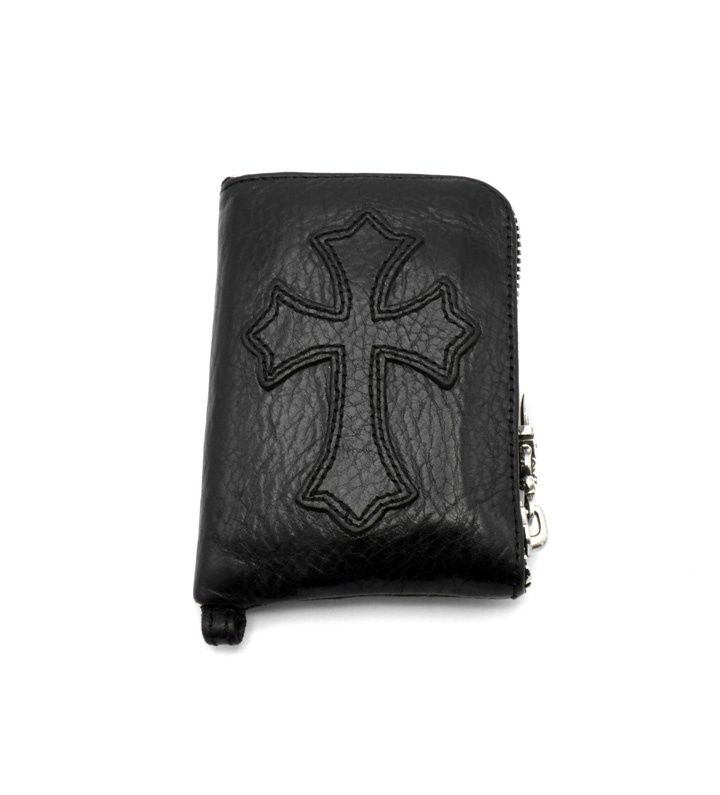 クロムハーツ CHROME HEARTS TINY ZIP クロス パッチ タイニー ジップ レザー ウォレット 財布 s4343