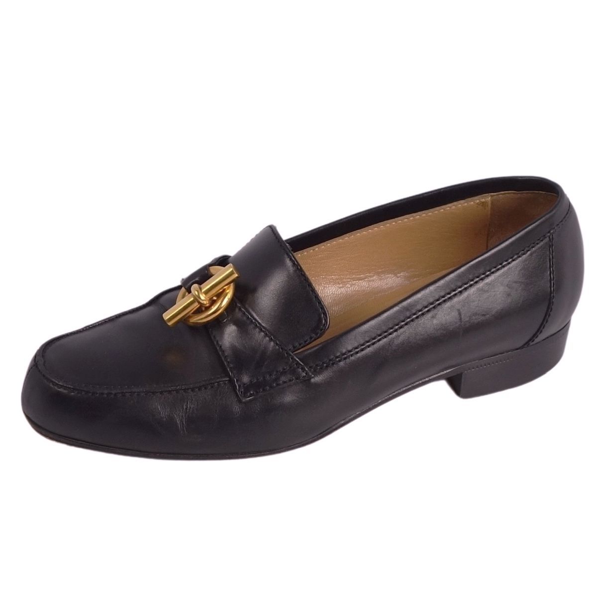 【美品】HERMES シェーヌダンクル ローファー チャンキーヒール　24.5 美品 エルメス HERMES ローファー モカシン シェーヌダンクル金具