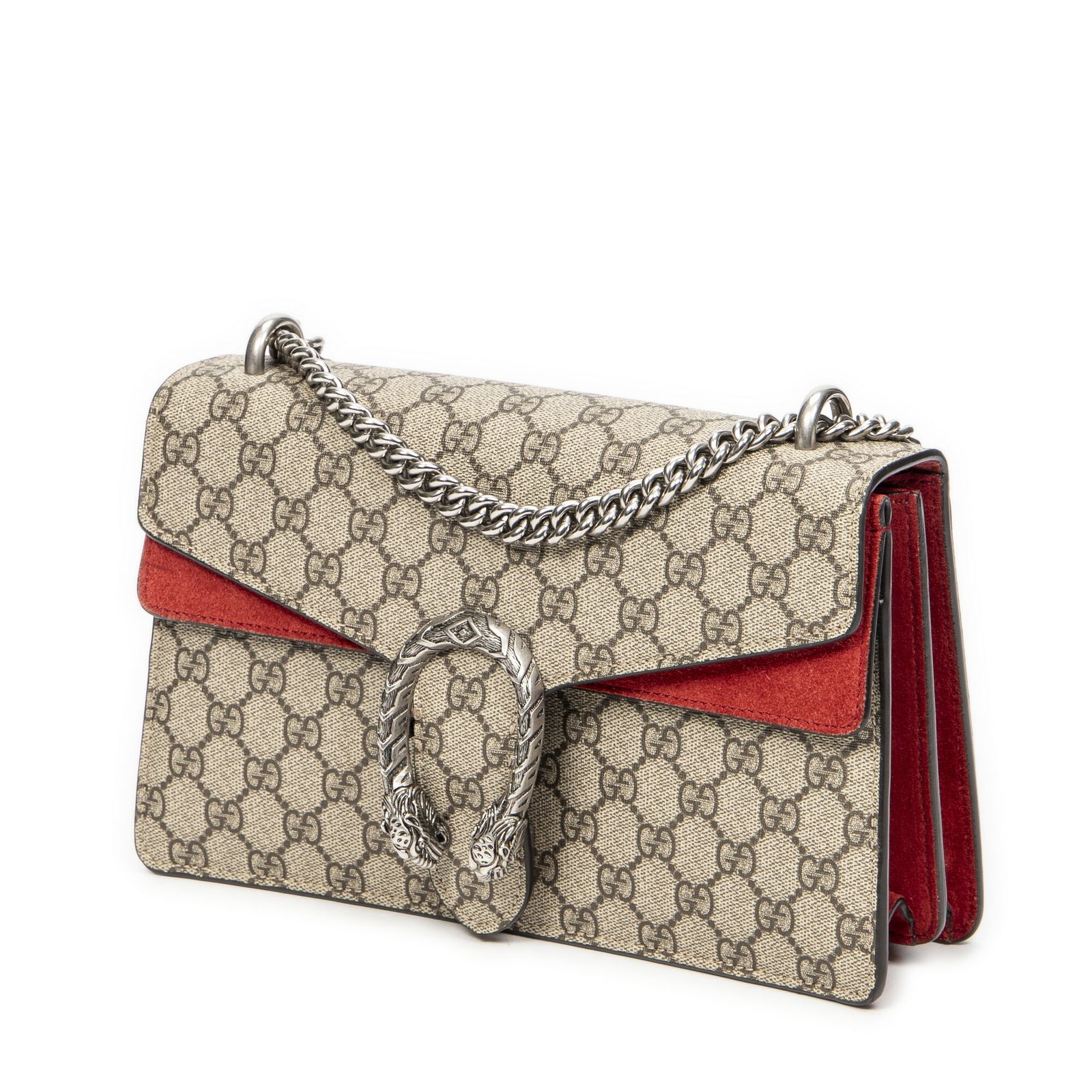 GUCCI グッチスモール ディオニュソス チェーン クロスボディ赤 ベージュスプリームPVCキャンバスA