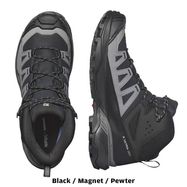 登山 トレッキング トレラン 24SS SALOMON サロモン X ULTRA 360 MID GTX エックスウルトラ360ミッドゴアテックス Black Magnet Pewter