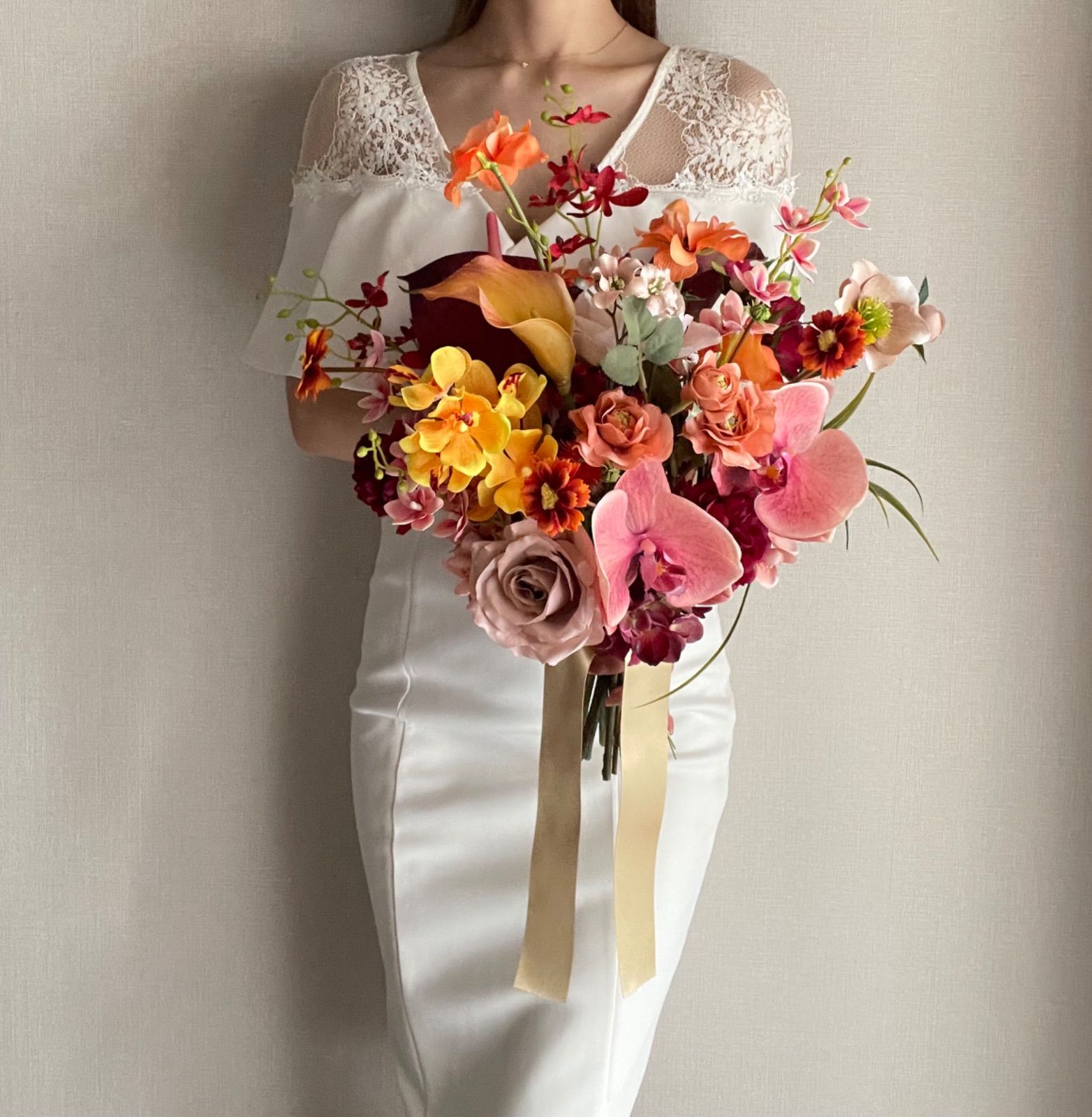 sale ウェディングブーケ 造花 バレエコア チューリップ ポピー ブルー