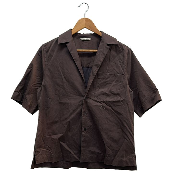 AURALEE WASHED FINX HERRINGBONE S／S A22SS05FH ブラウン 1 AURALEE A22SS05FH WASHED FINX HERRINGBONE S／S レディース ブラウン