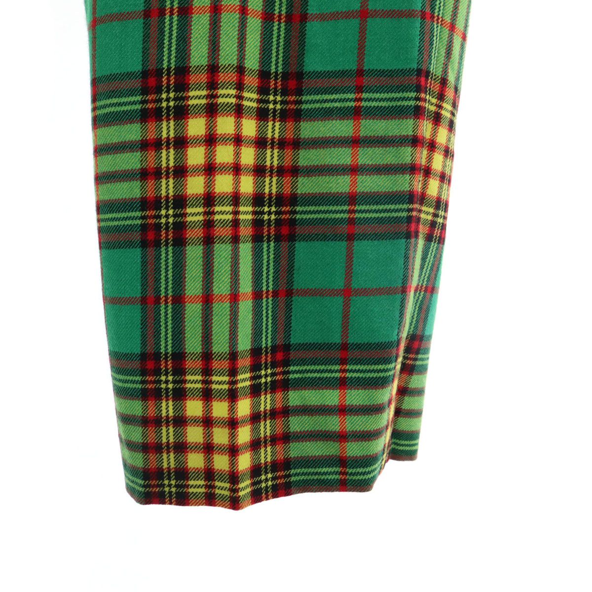 Drawer ドゥロワー ウール チェック柄 テーパードパンツ 40 グリーン レディース 古着 DECORATOM_COM_BR