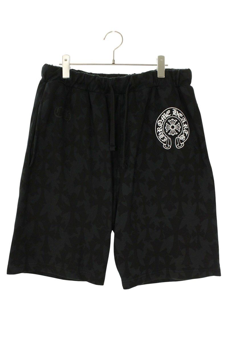 クロムハーツ SWEAT HLF PANTS セメタリークロス総柄スウェットハーフパンツ メンズ M