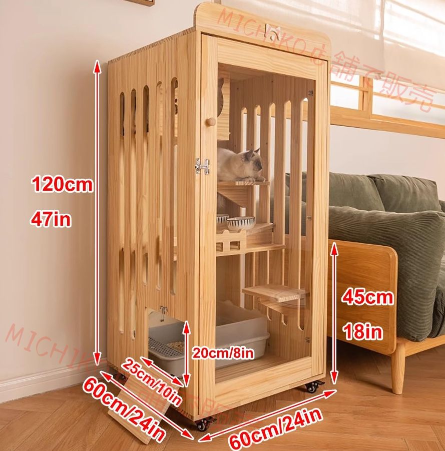 猫 ケージ 屋内 大型木製猫ハウス 猫 ゲージ ロック なドアと車輪付き屋内猫囲い 猫 ケージ 持ち運び 多目的猫ヴィラ 子猫 ケージ 猫用ケージ