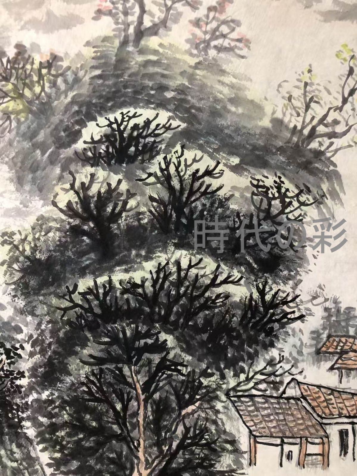 中国古美術 絹本手描き 張大千作款 鳳凰 水墨画 掛軸 四尺 古美味 中堂