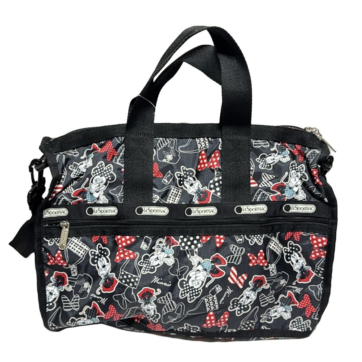 LESPORTSAC レスポートサック ボストンバッグ - 黒×レッド×マルチ ミニーマウス|本体ロックあり|Disneyコラボ