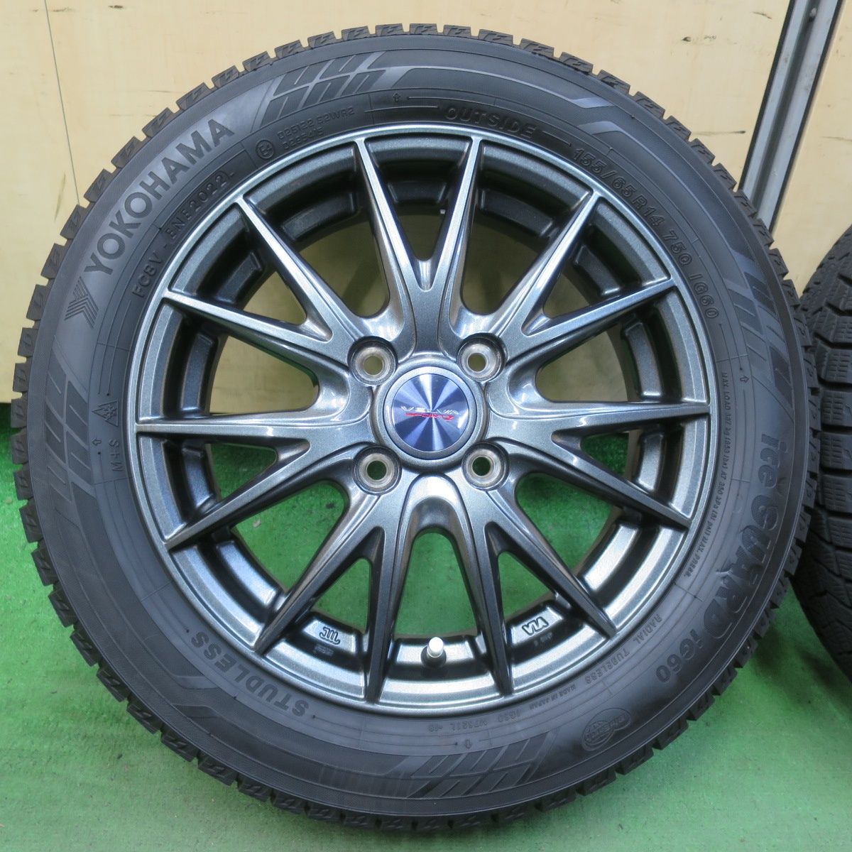 バリ溝 22年 キレイ ほぼ10分 スタッドレス 155 65R14 ヨコハマ アイスガード iG60 VELVA SPORTZ ヴェルヴァ 14インチ PCD100 4H 5092910イス