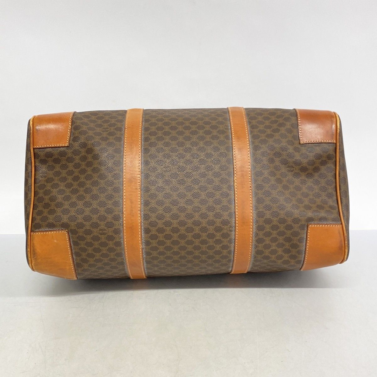 5gc2875-h】セリーヌ ボストンバッグ マカダム PVC ブラウン ゴールド  