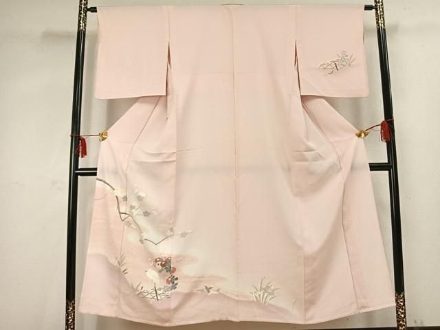 平和屋着物▽訪問着　単衣　花鳥文　正絹　逸品　AABC0492fy 平和屋着物▽訪問着 単衣 花鳥文 正絹 逸品 AABC0492fy